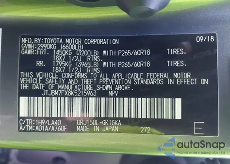 2019 Lexus Gx 460 Premium from USA, damaged, VIN JTJBM7FX8K5215963